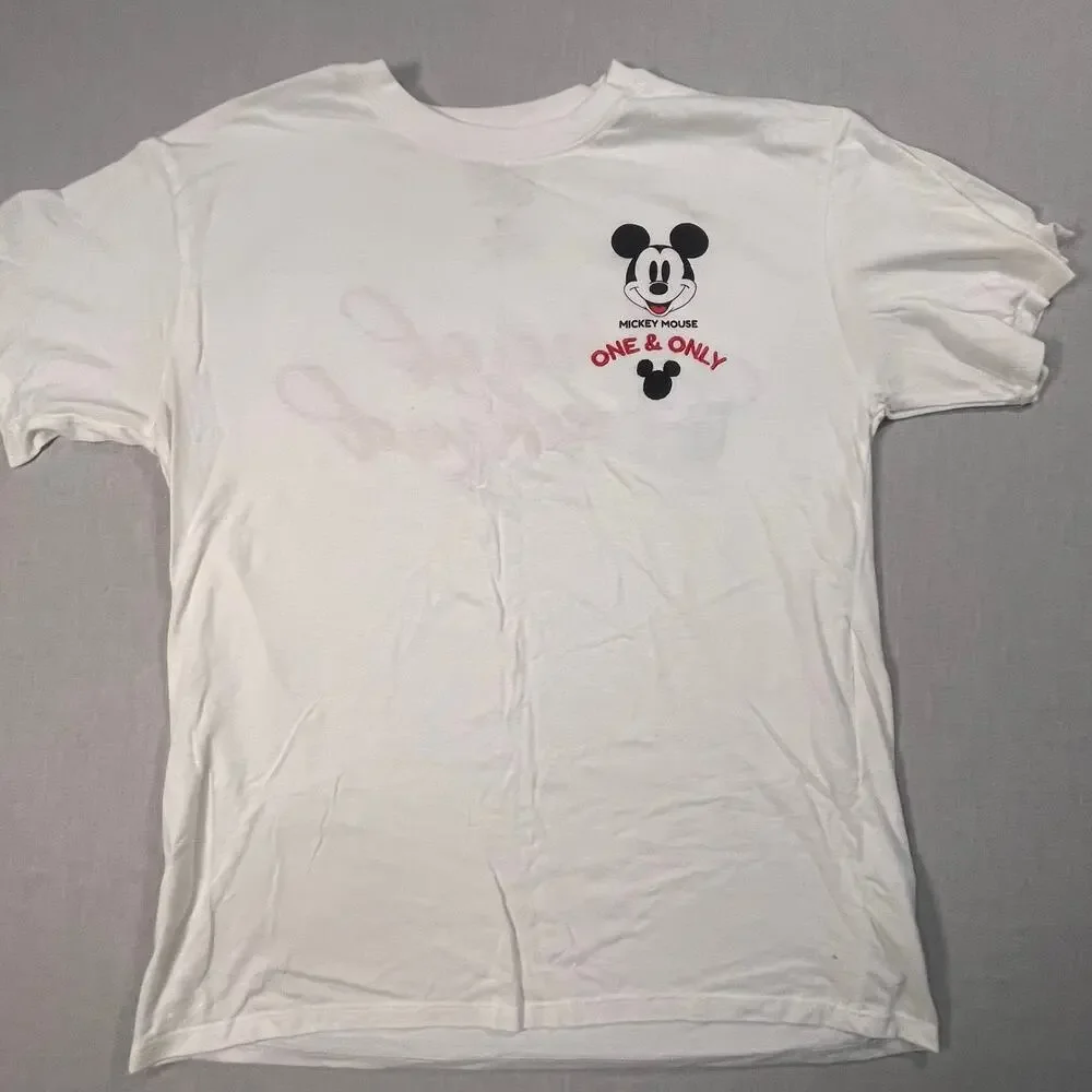 Disney‎ Mickey Mouse One Of A Kind Graphic Tee White Short Sleeve Youth Large